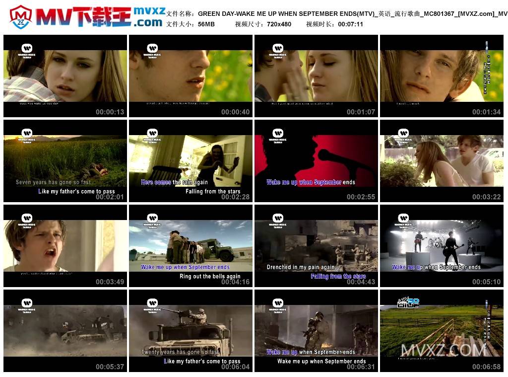 GREEN DAY-WAKE ME UP WHEN SEPTEMBER ENDS(MTV)_英语_流行歌曲_MC801367